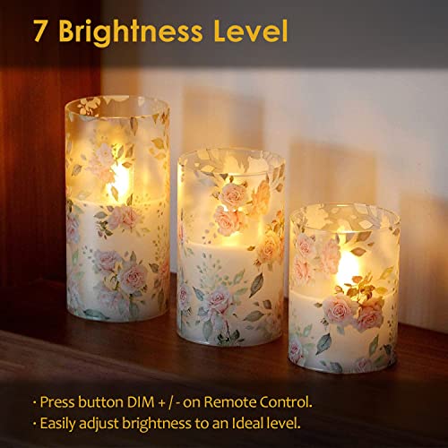 Pink Hydrangea Realistic Wax Pillar LED Flameless Candles w/Remote Timer, 3 Pack