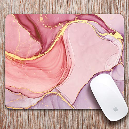 Mouse Pad, Pink Purple Gold Marble, Anti-Slip for Office, Work or Gaming