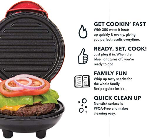 Dash Mini Maker Portable Grill Machine + Panini Press for Gourmet Burgers, Sandwiches, Chicken + Other On the Go Breakfast, Lunch, or Snacks with Recipe Guide - Aqua