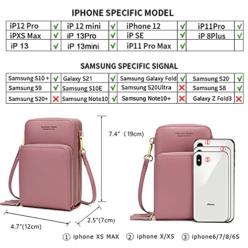 Small Crossbody Cell Phone Purse for Women, Mini Messenger Shoulder Handbag Wallet with Credit Card Slots