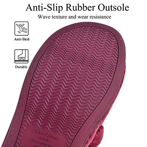 DL Women's Open Toe Cross Band Slippers, Memory Foam Slip on Home Slippers for Women with Indoor Outdoor Arch Support Rubber Sole, Purple, 5-6