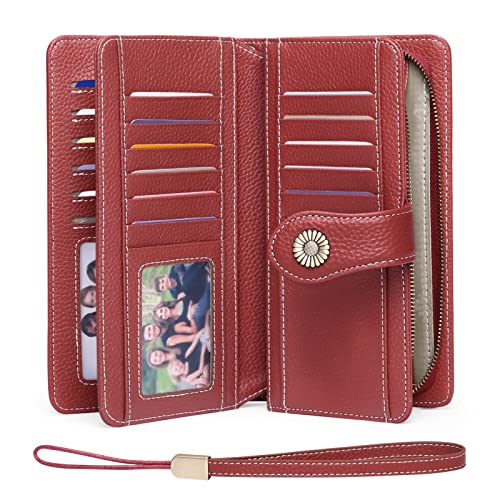 FALAN MULE Women's Wallet Genuine Leather RFID Blocking Large Capacity Trifold Ladies Wallet