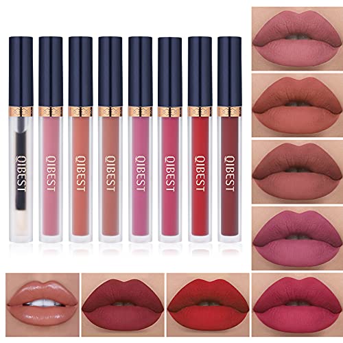 7Pcs Long Lasting Matte Liquid Lipstick + 1Pcs Lip Plumper Makeup Set Kit