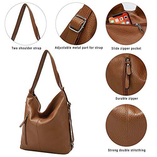 Purse for Women Convertible Backpack Purses and Handbags - Brown