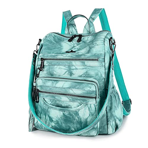 Backpack Purse Women PU Leather ladies fashion shoulder bag Casual Tassel Zipper Angel Kiss Backpacks(Green)