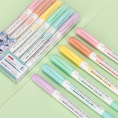 Pastel Macaroon Colors Dual Tips Quick Dry Water Based Marker Pens, 6 Pack