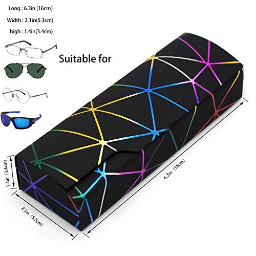 Abwuulq- lattice dazzling glasses case,Portable protective case for glasses，Fashion glasses rigid cover,unisex… (Black + white)