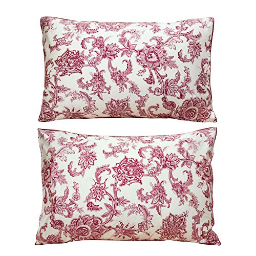 Red Porcelain Floral Leaves 4-Pc Deep Pocket Cotton Bed Sheet Set  (5 sizes)