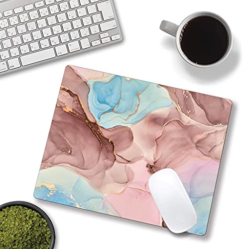 Mouse Pad, Pink Blue Gold Marble, Non-Slip for Office, Work or Gaming