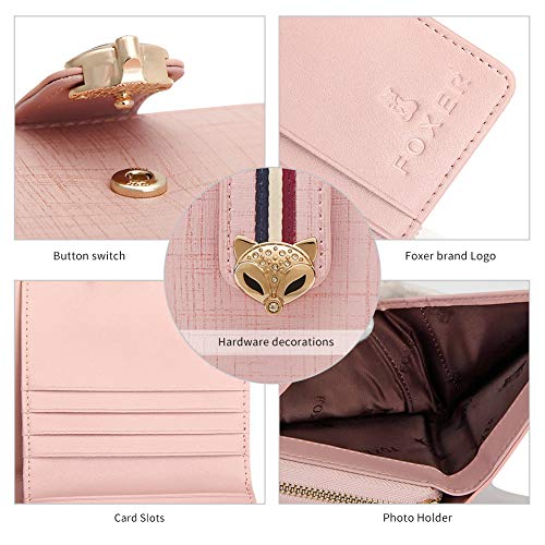 Small Leather Wallets for Women, Split Cowhide Gift Box Packing Ladies Bifold Purses with Zipper Coin Pocket Women's Mini Zip Around Wallets Girls Compact Card Case Purse Credit Card Holders (Pink)