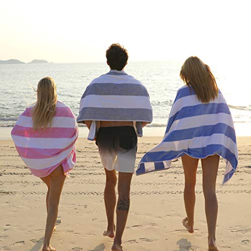 HENBAY Fluffy Oversized Beach Towel - Plush Thick Large 70 x 35 Inch Cotton Pool Towel, Rose Red Striped Quick Dry Swimming Cabana Towel