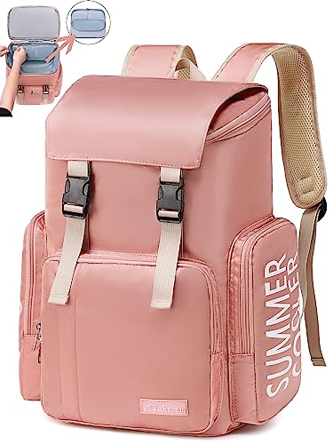 Cooler Backpack Pink- Insulated Hiking Backpack for Women Men Insulated Leak-Proof Waterproof Soft Cooler Bag Cooler Bookbag Thermal Lunch Backpack for Beach, Beverage, Travel, Camping, Picnic, Car