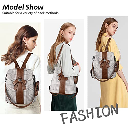 ZOCAI Backpack Purse for Women Fashion Backpack Purses PU Leather Daypacks Anti-Theft Shoulder Bag Satchel Purse(Brown)