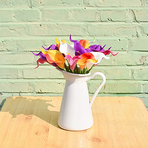 Mandy's 20pcs Colorful Flowers Artificial Calla Lily Silk Flowers 13.4" for Home Kitchen & Wedding