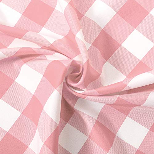 Hiasan Buffalo Check Tie Up Curtains for Windows - Rod Pocket Semi Sheer Light Filtering Kitchen Curtains, Pink, 42 x 63 Inches, 1 Panel