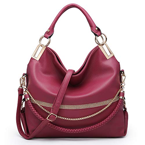 Hobo Bags for Women, Soft Vegan Leather Bucket Purses Handbag w/Gold Studs  (9 colors)