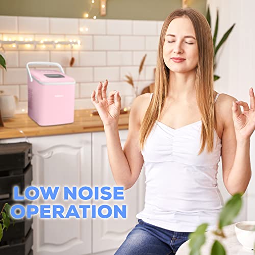Igloo 26-Pound Automatic Self-Cleaning Portable Countertop Ice Maker Machine with Handle, Pink