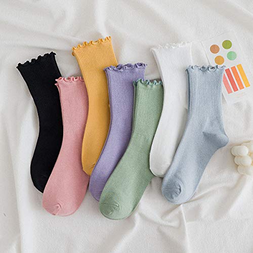 7 Pairs, Super Soft Fashion Knit Cotton Socks for Women, Mixed Colors