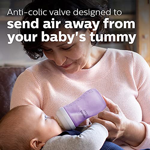 Philips Avent Natural Baby Bottle with Natural Response Nipple, Purple, 9oz, 4pk, SCY903/34