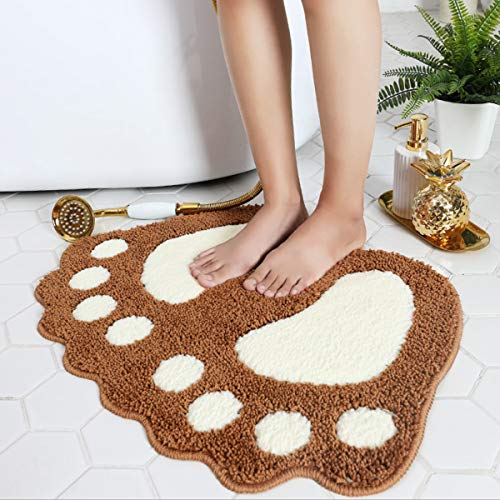 Bathroom Rugs Mats Water Absorbent Non-Slip Mat Used in Bathroom, Shower, Room, Etc.Soft Microfiber Bath Mat Machine Washable Bath Mat Big Feet Bathroom Mat ( Brown 16x24'')