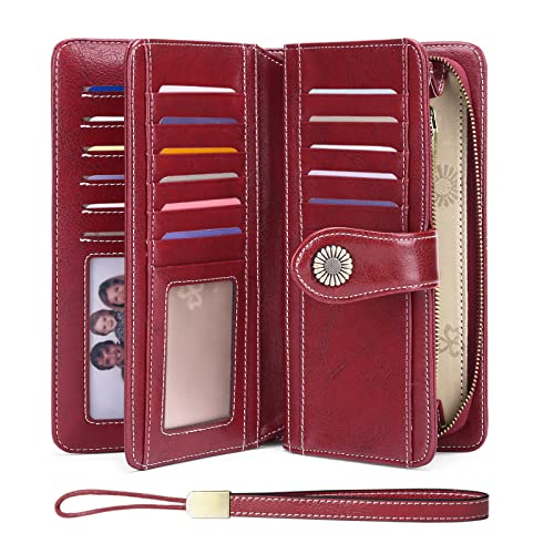 FALAN MULE Women's Wallet Genuine Leather RFID Blocking Large Capacity Trifold Ladies Wallet