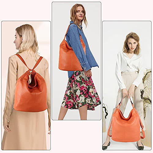 Purse for Women Convertible Backpack Purses and Handbags Crossbody Shoulder Bag - Orange