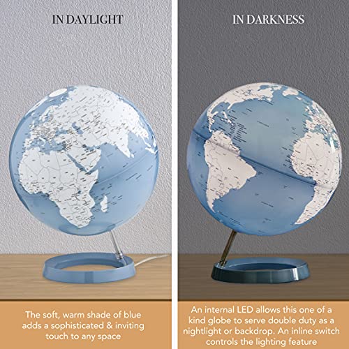 Waypoint Geographic Light & Color Designer Series Blue Illuminated Decorative Desktop Globe, 12” World Globe (WP40005)