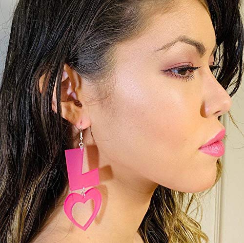 L-O-V-E Letters Pink Heart Dangle Fashion Earrings
