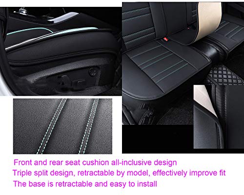 Luxury Leather Front + Rear Car Seat Covers 5-Seats Cushion Full Set  Universal