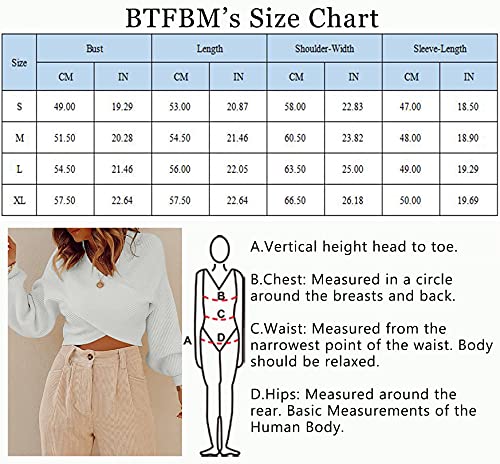 BTFBM Women Casual V Neck Long Sleeve Sweaters Cross Wrap Front Off Shoulder Asymmetric Hem Knitted Crop Solid Pullover(Solid White, X-Large)
