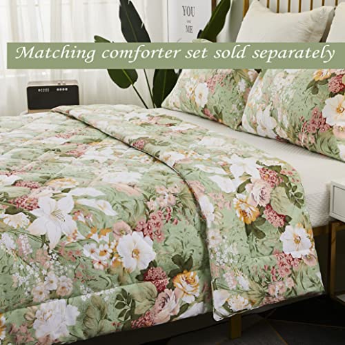 Elegant Mint Green Leaves Farmhouse 4-Pc Deep Pocket Cotton Bed Sheet Set  (6 sizes)