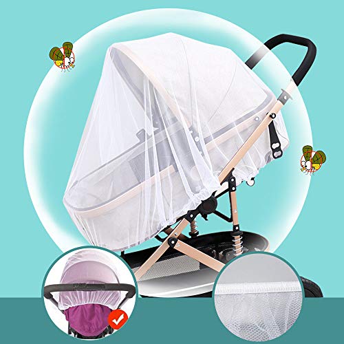 Mosquito Net for Stroller - 2 Pack Durable Baby Stroller Mosquito Net - Perfect Bug Net for Strollers, Bassinets, Cradles, Playards, Pack N Plays and Portable Mini Crib (White) …