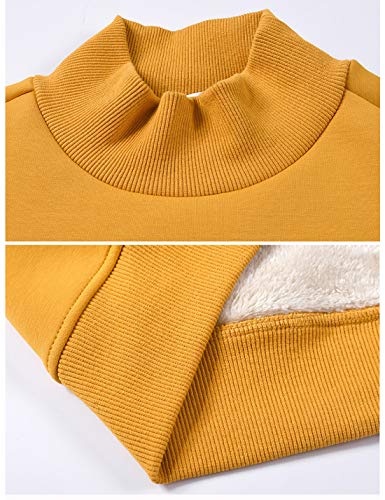 Gihuo Women's Fleece Sherpa Lined Crewneck Pullover Sweatshirt(Yellow-L)