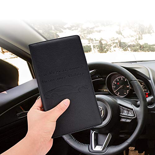 Car Registration and Insurance Holder, Vehicle Glove Box Car Organizer Men Women Wallet Accessories Case with Magnetic Shut for Cards, Essential Document, Driver License by Cacturism, Black