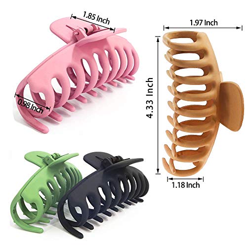 Big Claw 4-Inch Nonslip Large Hair Clip for Hair in a Pack of 4 Colors