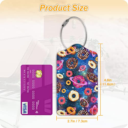 Space Donuts Leather Luggage Suitcase Travel Bag Tags, Set of 2