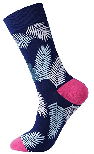 Men's Fun And Colored Dress Socks, Casual Flamingos Hawaiian Pattern Crew Socks