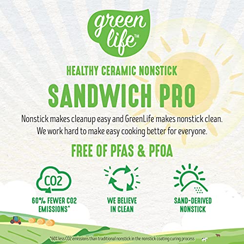 GreenLife CC003740-002 Sandwich Pro Healthy Ceramic Nonstick, Maker, Pink