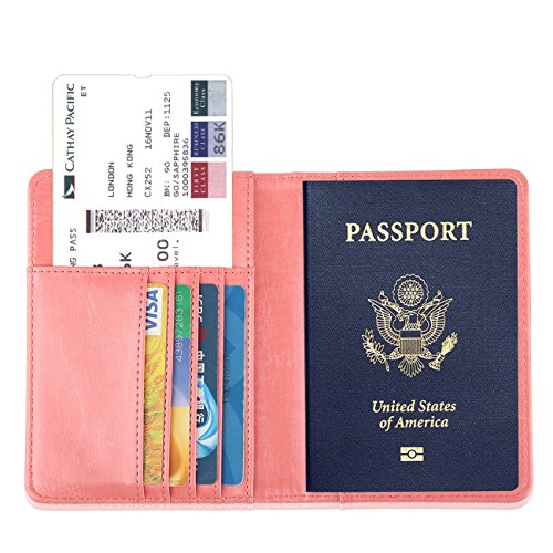 Leather Passport Holder Cover-Travel Wallet, RFID Blocking (15 colors ...