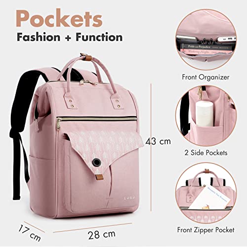 Lekesky Backpack for Women, College Backpack for Women with Laptop Compartment, School Backpack for Girls, Pink Color