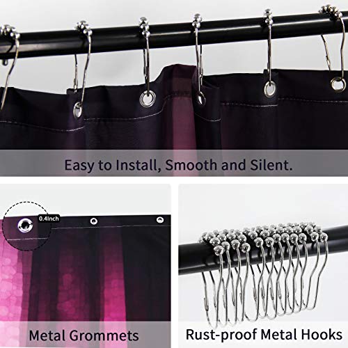Neon Ombre Stripes Waterproof Fabric Shower Curtain w/12 Metal Hooks Set  (11 colors)