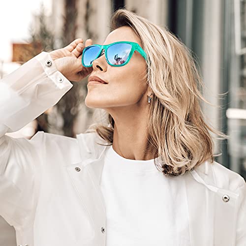 MEETSUN Polarized Sunglasses for Women Men Classic Retro Designer Style (Transparent Blue Frame/Blue Lens, 54)