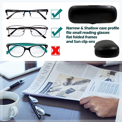 MyEyeglassCase Hard eye glass case | Slim glasses case hard shell with Microfiber Pouch and Cloth | Reading Hard Glasses case | Small & Protective (S5 Rough Black)