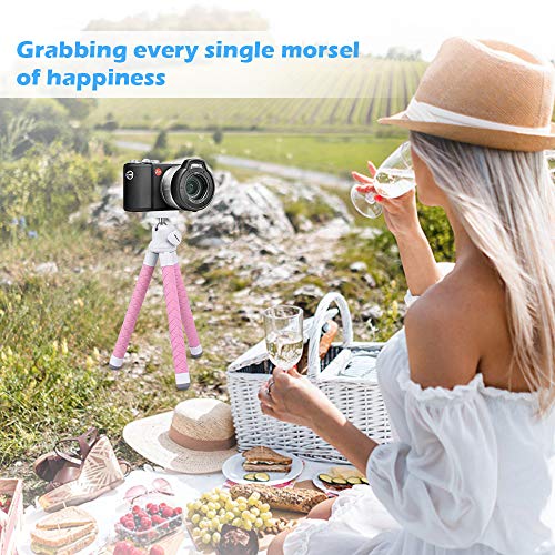 Portable, Flexible Phone Tripod w/Wireless Remote and Universal Clip, Pink