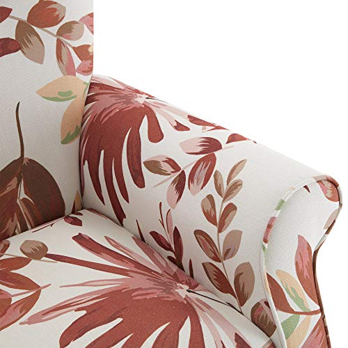 BELLEZE Modern Accent Chair Armchair for Living Room or Bedroom with Wooden Legs, High Back Rest, Padded Armrest, and Comfortable Cushioned Seat - Allston (Red Floral)