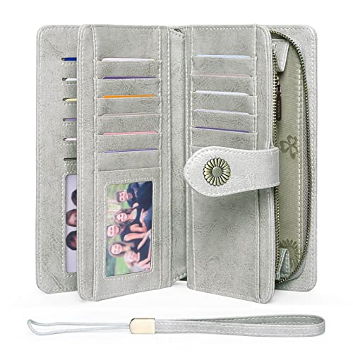 FALAN MULE Women's Wallet Genuine Leather RFID Blocking Large Capacity Trifold Ladies Wallet