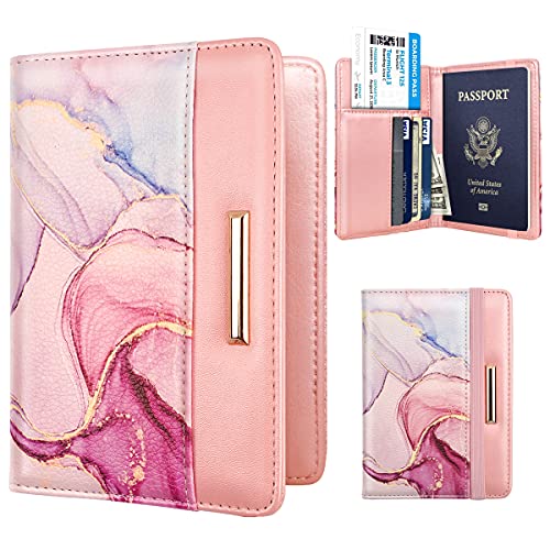 Passport Holder Cover,Traveling Passport Case Glitter Cute Passport Wallet for Women Watercolor Pink