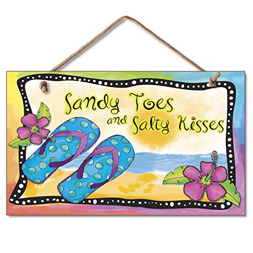 Highland Graphics "Sandy Toes and Salty Kisses" Wooden Beach Sign, Multicolor, B009ELU7QI
