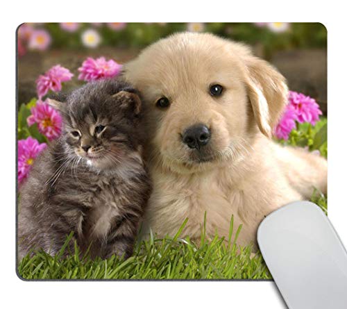 Lovable Animal Friends Dog & Cat Rectangle Computer Mouse Pad