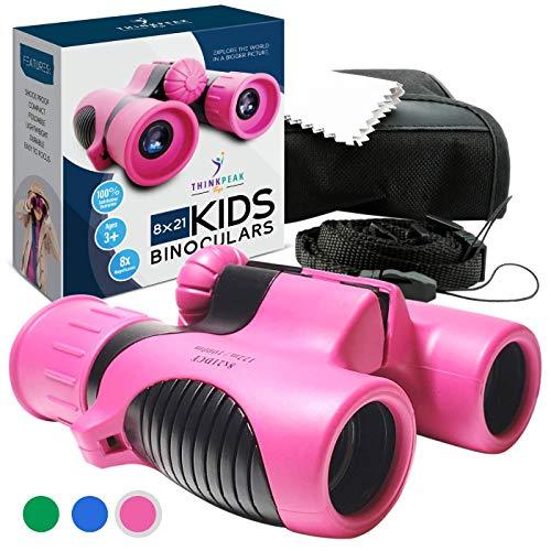 Binoculars for Kids High Resolution 8x21 - Pink Compact High Power Kids Binoculars for Bird Watching, Hiking, Hunting, Outdoor Games, Spy and Camping Gear, Learning, Outside Play, Boys, Girls - Pink and Caboodle